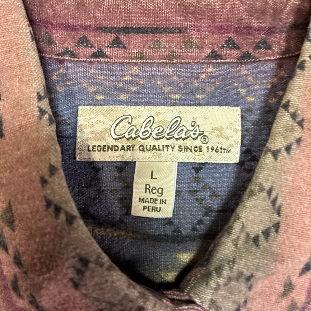 Cabela's Southwestern Button‎ Down Shirt Mens Large Multicolor Aztec Geometric - Picture 3 of 8